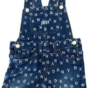 DKNY Logo Print Kids Denim Overalls
